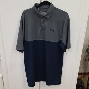 Under Armour Men's Gray and Navy Polo Shirt